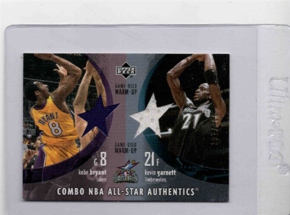 Kobe Bryant Kevin Garnett 2002 Upper Deck All-Star Game Used Jersey /300 KB/KG