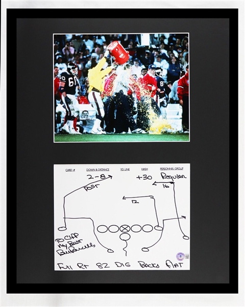 Bill Parcells Signed Framed 16x20 Hand Drawn Play & Photo Display Beckett BAS