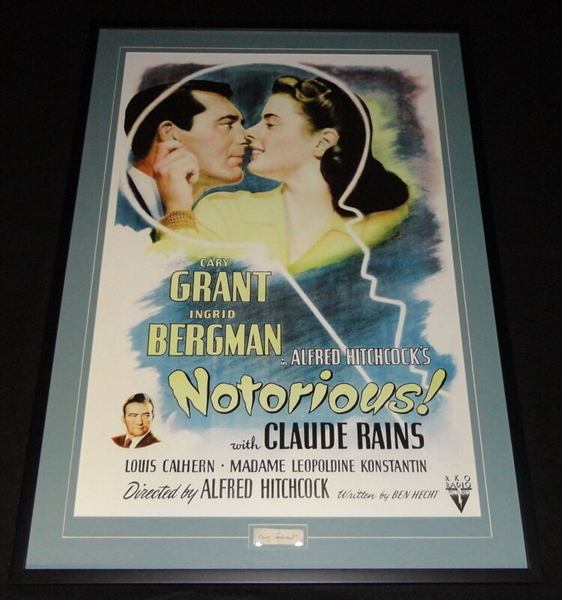 Cary Grant Signed Framed 29x41 Notorious Poster Display JSA