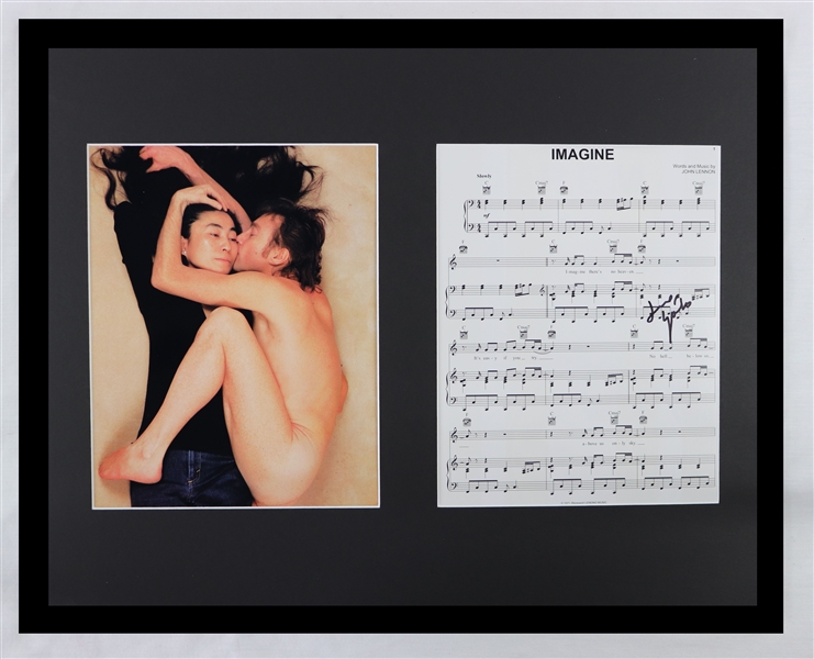 Yoko Ono Signed Framed 16x20 Imagine Lyrics & Photo Display w/ John Lennon