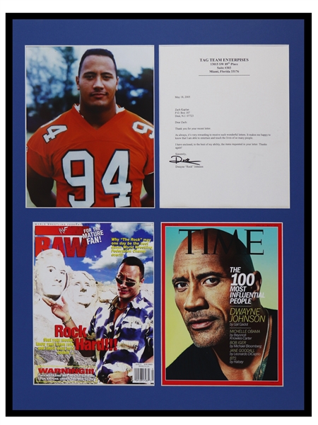 The Rock Dwayne Johnson Signed Framed 18x24 Letter Display JSA