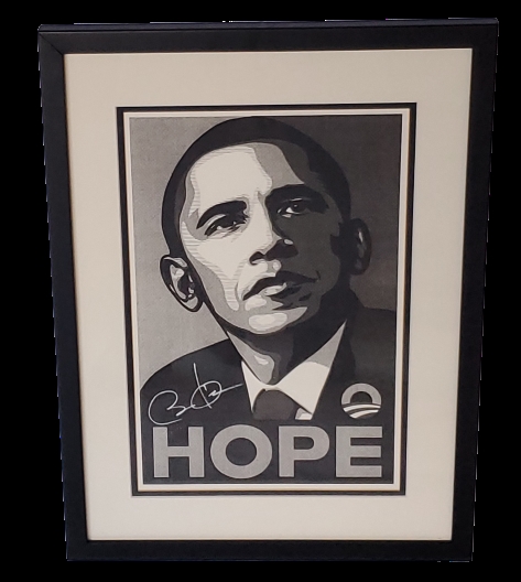 Barack Obama Signed 10x15" Hope Lithograph w/ Democratic National Committee Letter