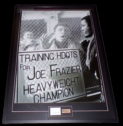 Muhammad Ali & Joe Frazier Dual Signed Framed 28x40 Poster Display AW / Woolf