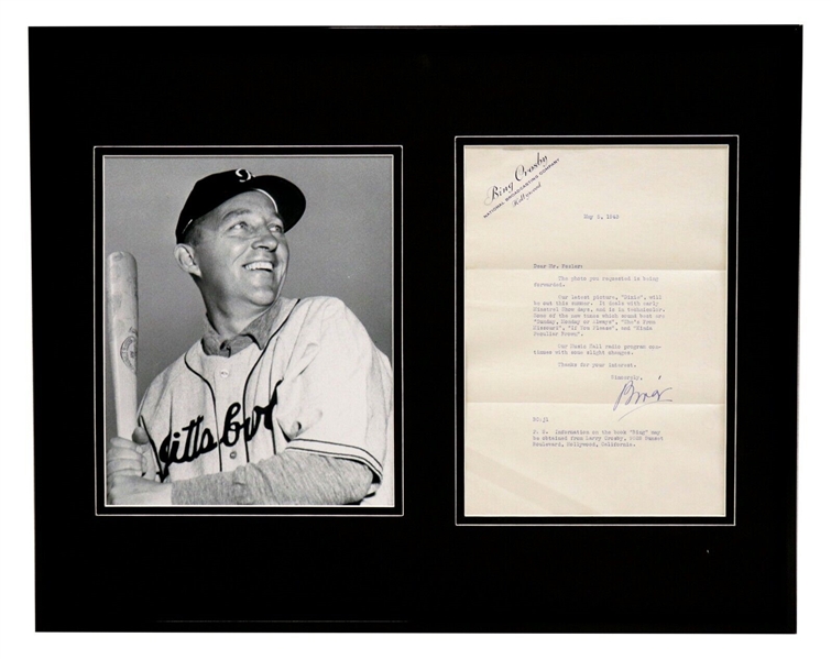 Bing Crosby 16x20 Signed Framed 1943 Letter & Pirates Photo Display JSA